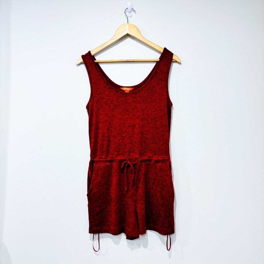 JOE FRESH Heathered Red Sleeveless Drawstring Waist Knit Romper | Medium